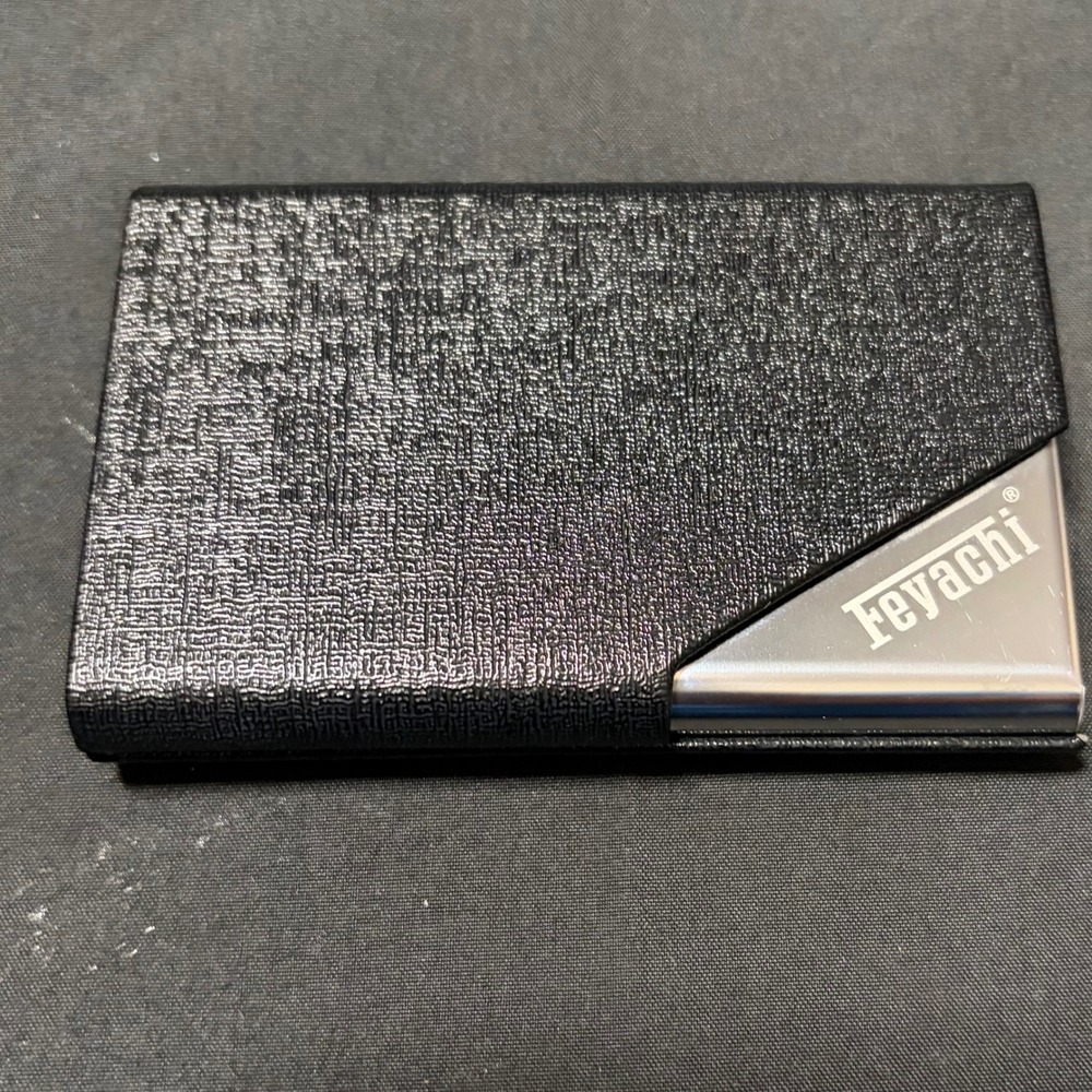 Feyachi Slim Metal Business Card Holder Black Pocket Card Case Wallet